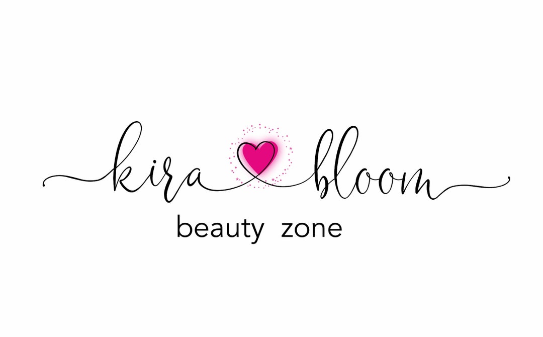 Pink Heart Logo Signature Logo Design Premade Logo Design Etsy