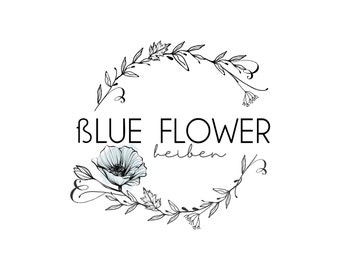 Wreath logo, Wedding Logo, Line art logo, Personalized, Watermark, Flower logo, Rustic logo, Boho floral logo, Black and white, Watercolor