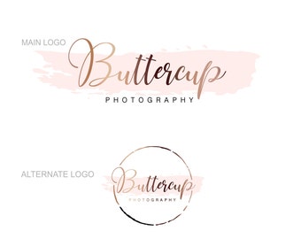 Rose Gold Logo, Photography Logo design, Photography Logo, Watermark logo design, Watercolor, Logo Brush, Home Decor Logo