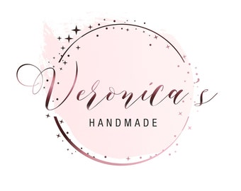 Diseño de logotipo hecho para usted, logotipo prefabricado, diseño profesional, marca de agua, logotipo de pincel elegante, diseño de círculo de salpicadura de acuarela, logotipo de estrellas