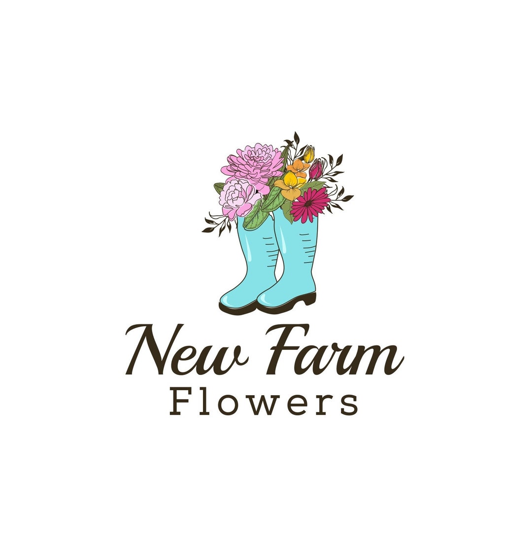 Flower Farm Logo Garden Logo Rustic Logo Botanical Logo Etsy