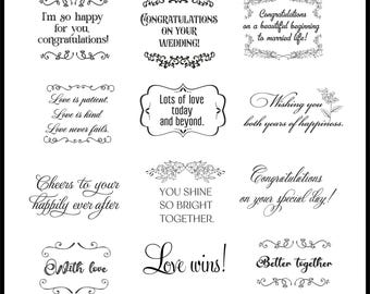 wedding quote marriage bundle digital files PNG, JPG love words black for your big day perfect for card