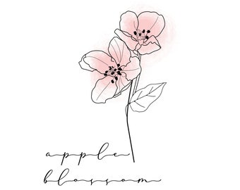 リンゴの花、線画、クリップアートの花、イラスト、リンゴの花の