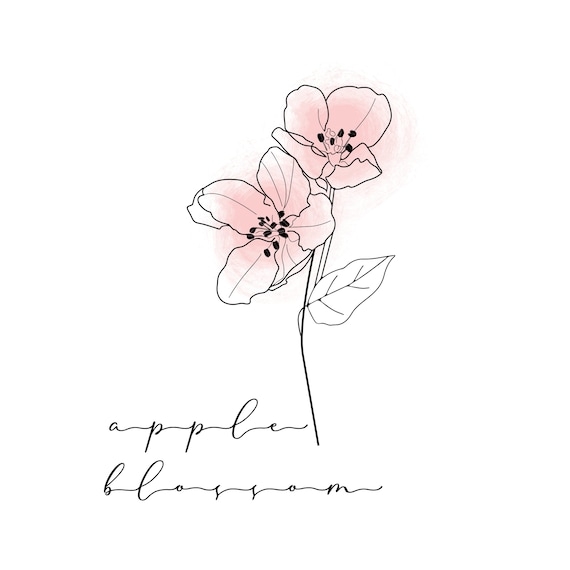 リンゴの花、線画、クリップアートの花、イラスト、リンゴの花の