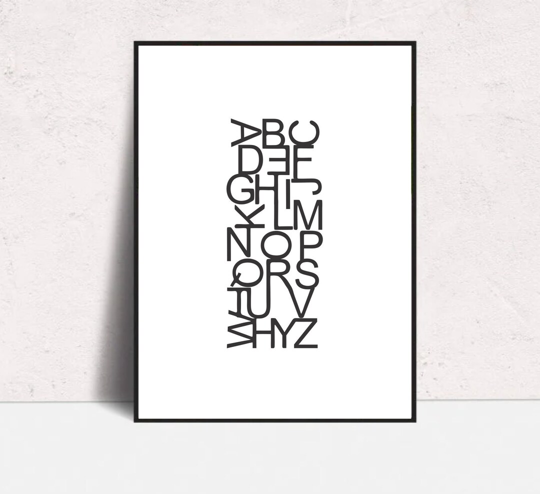Alphabet Printable Wall Art, Modern Wall Art, Home Decor, Typography