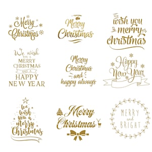 Weihnachts-Overlays, Frohe Weihnachten Wortkunst, Overlays für Fotografen, Goldene Overlays, Digitale Weihnachten PNG, Weihnachtsclipart