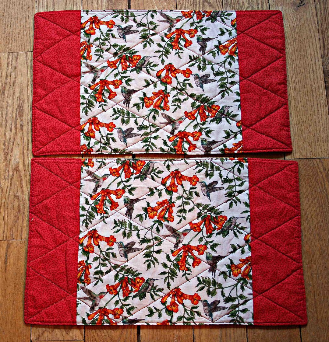 Set of 2 Hummingbirds Placemats: Patchwork Goodies, Handmade Quilted ...