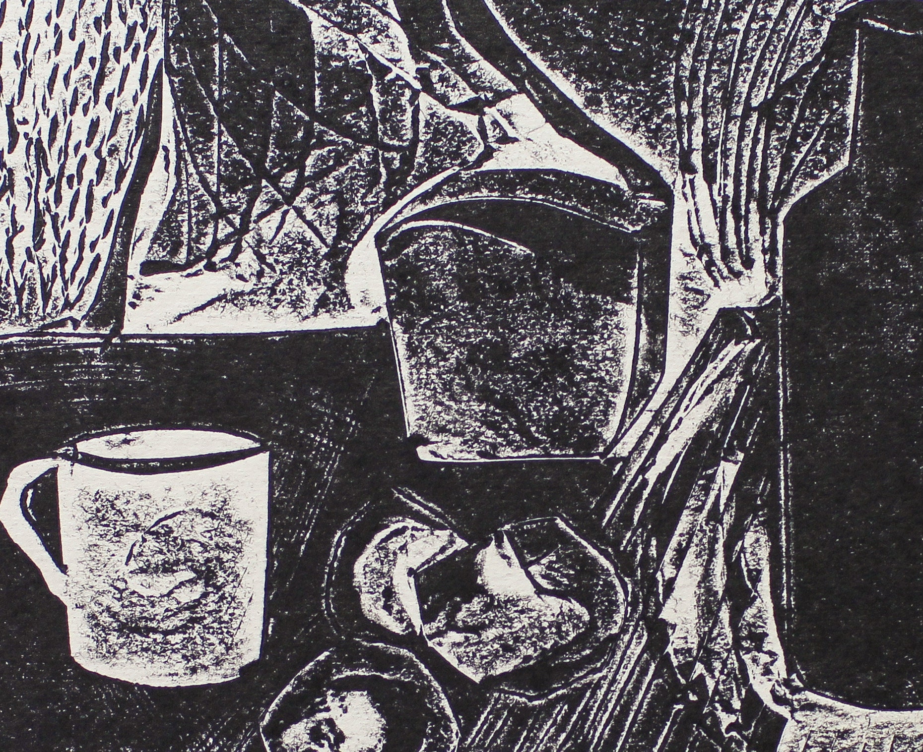 Great vintage linocut 1960s still life fruits bread Ukraine Etsy