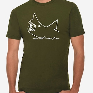 Jaws chalkboard drawing - ring spun cotton tee -