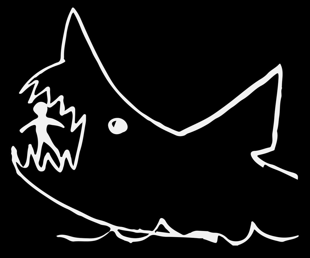 Jaws Chalkboard Drawing 4inch Wide Window Sticker/ Transfer Etsy