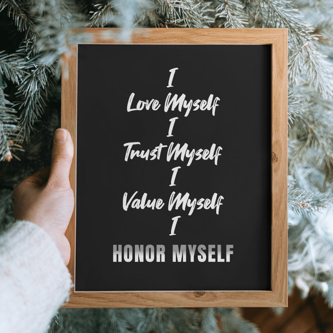 I Love Myself, I Value.., black Background Printable Wall Art Quotes ...