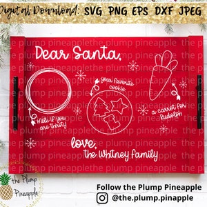 santa tray svg laser ready engrave file christmas tray svg santa cookie tray svg dear santa svg