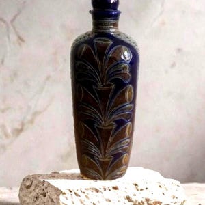 Pottery Bottle Handarbeit Collectible Ceramic Salt Glazed Blue Home Decor Vase for Home Vintage West German Bottle Unique Gift for Home