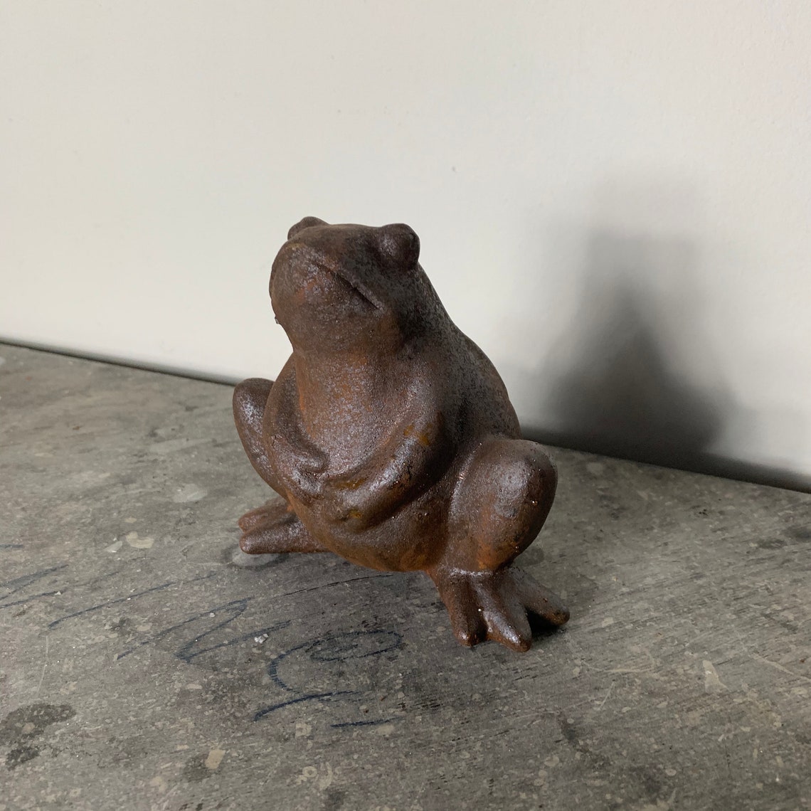 Rusted Ceramic Frog Statue / Rusty Decor Etsy