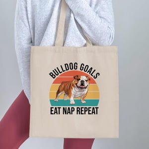 Bulldog Tote Bag for Pet Lovers, Canvas Tote Bag for Dog Owners, Dog Tote Bag Gift for Her, Pet Lover Gift, Cute Dog Tote Bag, Dog Dad Gifts