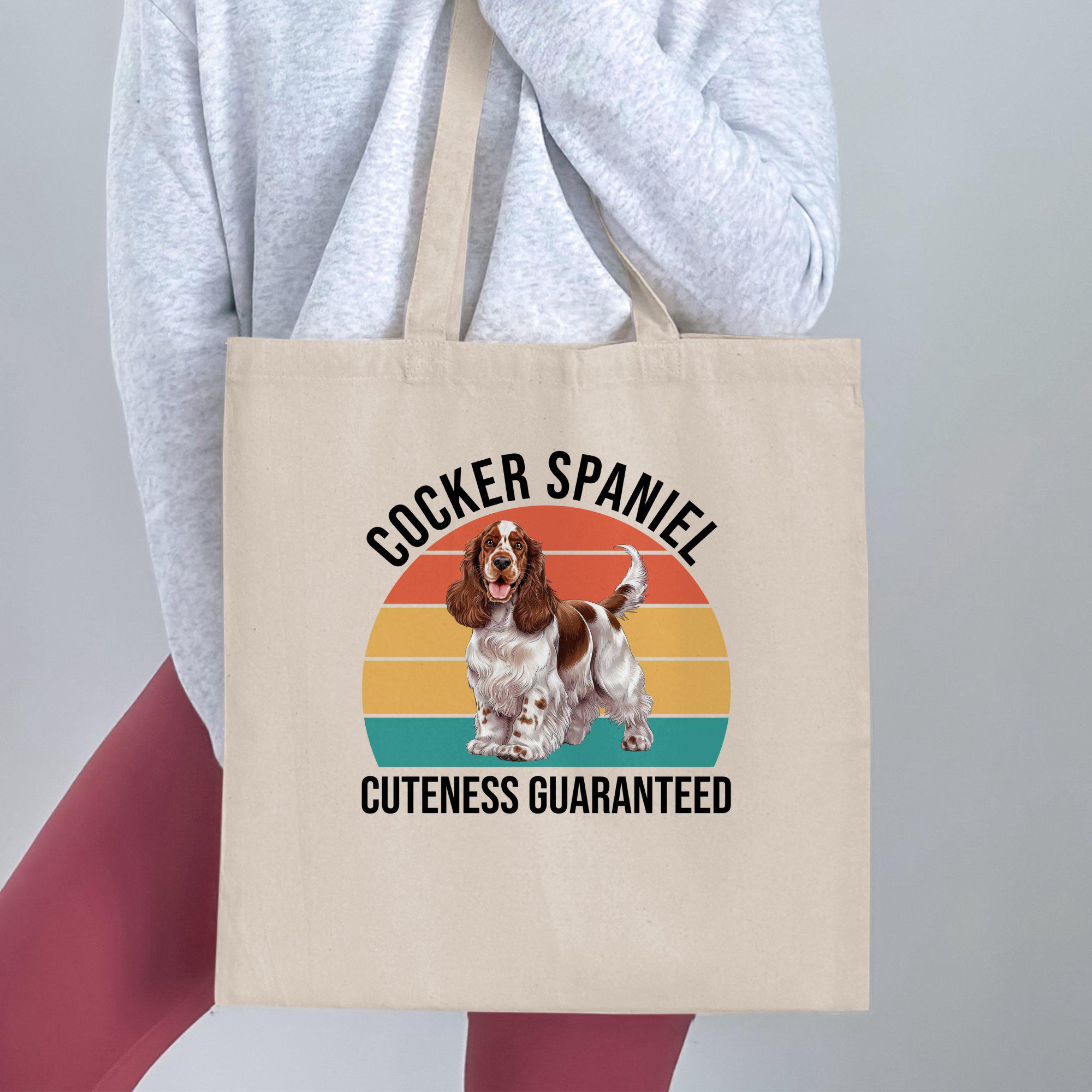 I Love My Cocker Spaniel Tote Bag - Cute Dog Lover Cotton Shopping Bag