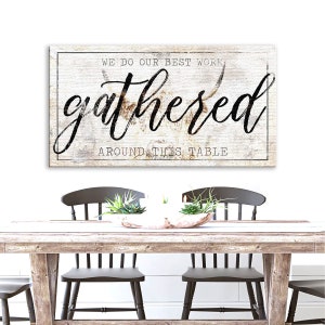 Wir tun unsere beste Arbeit gesammelt um diesen Tisch, Highland Kuh, Familientreffen, Bauernhaus Wand-Dekor, rustikale moderne Vintage Leinwand Wandkunst
