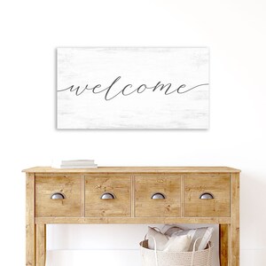 Welcome Typography, Farmhouse Entry Way Decor, Large Wall Art, Living Room Wall Decor, Rustic Farmhouse, Shabby Chic, Gathering Sign