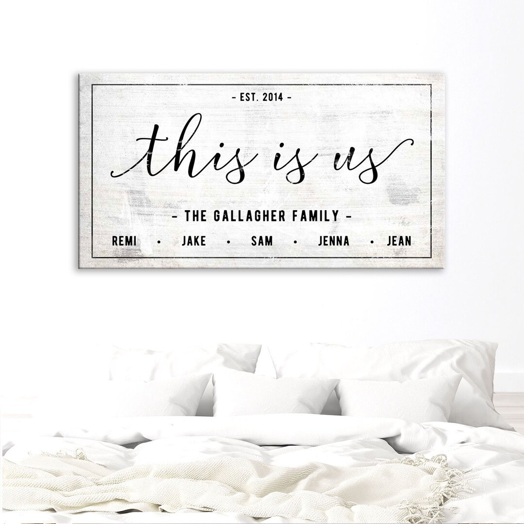 This is Us, Over the Couch Canvas, Family Names Sign, Living Room Art ...