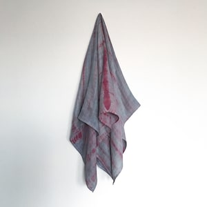 Gray red shibori • Organic cotton bamboo muslin baby swaddle blanket