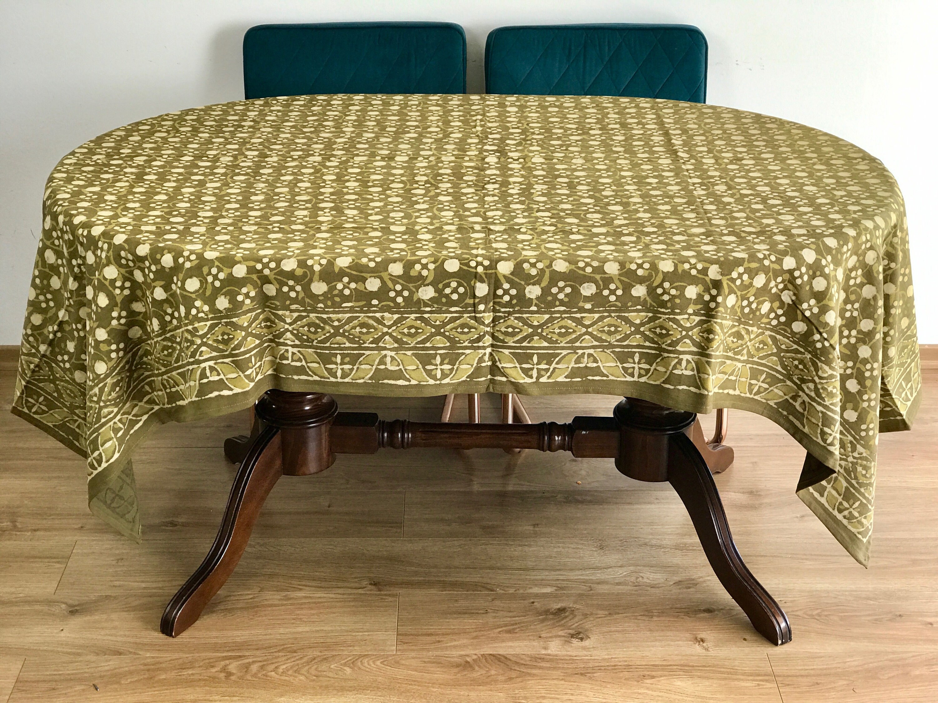 Indian Natural Printed Tablecloth Sixseater Tablecloth Etsy