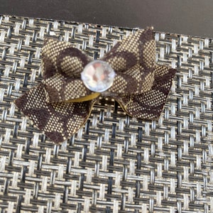 Dog Puppy Pet Designer Fine Hair Bow Clip Barrette Top Knot Beige Brown NEW!~