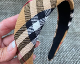 Vintage Burberry Head Band, Plaid Hair Accessory, English  display picture 3