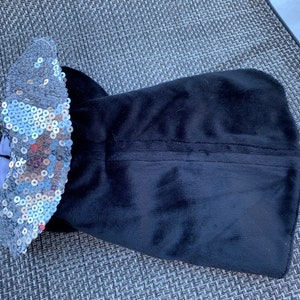 Dog Puppy Black Velvet Silver Sequin Collar BLING BLING Plush Coat/Jacket~S~NEW!~