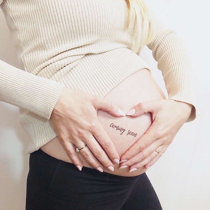 Pregnancy Tattoos Pregnancy Announcement Belly Tattoos Etsy