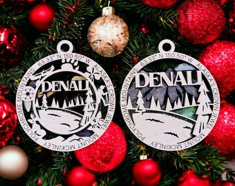 Denali National Park Hand Painted Christmas Ornament, Travel Ornament, Vacation Keepsake, Handmade Ornaments