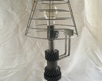 Handcrafted Repurposed Industrial Gear Lamp