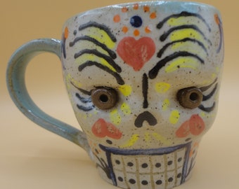 Pre-Hispanic Style Rare Aztec Skull Coffee Mug Mexico New