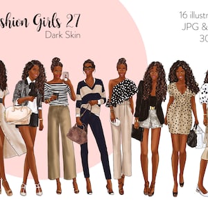 Black Girl clipart, planner dolls png Fashion Girls 27 printable art, instant download, digital art, fashion sublimation design