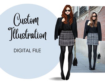 Maßgeschneiderte Illustration, Maßgefertigtes Hochzeitsportrait, Maßgefertigtes Geschenk, Maßgefertigte Modeillustration, digitaler Download - PNG