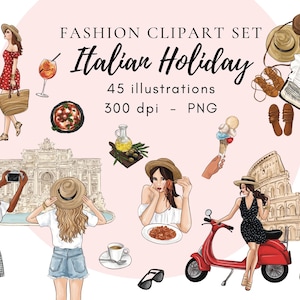 Italian Holiday Fashion Illustration Travel Clipart, Printable Art ...