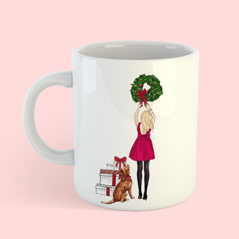 Fashion illustration Christmas Girl 7 Blonde printable art instant download fashion print watercolor illustration