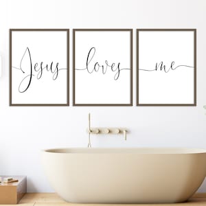Jesus Loves Me, Religious Posters, Set of 3 Poster Prints, Christian Home Wall Art Décor, Minimalist Art, Multiple Sizes