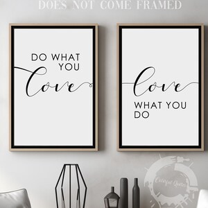 Do What You Love, Love What You Do, Motivational/Inspirational Quote, Set of 2 Poster Prints, Home Wall Art Décor, Minimalist Art