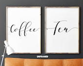 Coffee Tea, Set of 2 Prints, Minimalist Art, Typography Art, Wall Art, Multiple Sizes, Home Wall Art