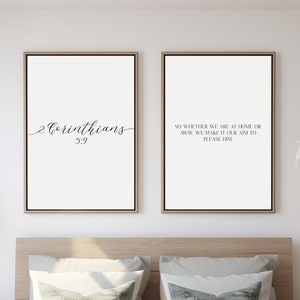 2 Corinthians 5:9, Bible Verse Quote Saying, Set of 2 Poster Prints, Minimalist Christian Art, Home Wall Décor