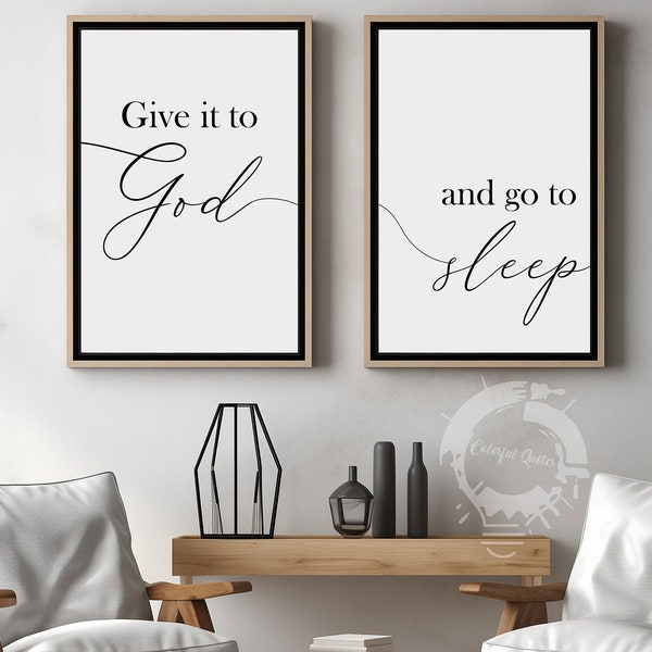 Give it to God and Go to Sleep, Religious Poster Prints, Set of 2