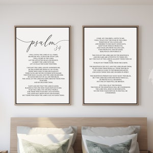 Psalm 34, Bible Verse Quote, Set of 2 Poster Prints, Christian Home Wall Art Décor, Minimalist Art, Multiple Sizes