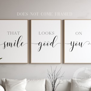 That Smile Looks Good On You, Romantic Posters, Set of 3 Poster Prints, Home Wall Art Décor, Minimalist Art, Multiple Sizes