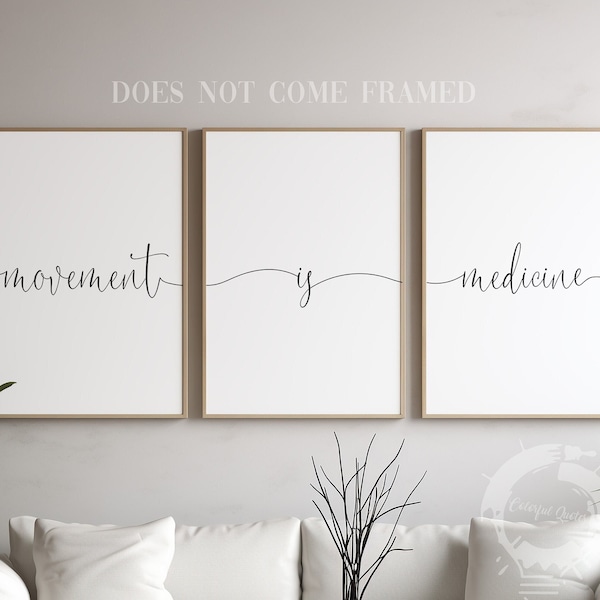 Movement is Medicine, Minimalist Poster Print Set, Home Wall Decor