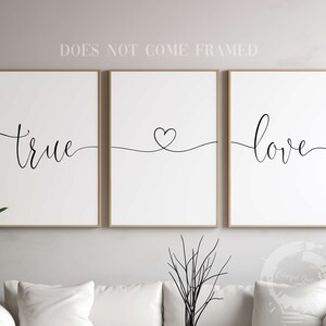 Amor verdadero, pósteres románticos, juego de 3 impresiones, decoración de pared para el hogar, arte minimalista, varios tamaños