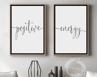 Impressions d'affiches à énergie positive : oeuvre d'art murale minimaliste pour la maison, lot de 2