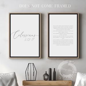 Colossians 3:12-17, Bible Verse Quote, Set of 2 Poster Prints, Christian Home Wall Art Décor, Minimalist Art, Multiple Sizes