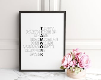 Teamwork Definition Poster, Motivational Office Wall Art Decor