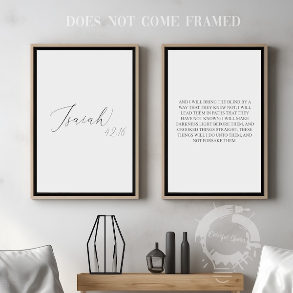 Isaiah 42:16, Bible Verse Quote, Set of 2 Poster Prints, Home Wall Art Décor, Multiple Sizes