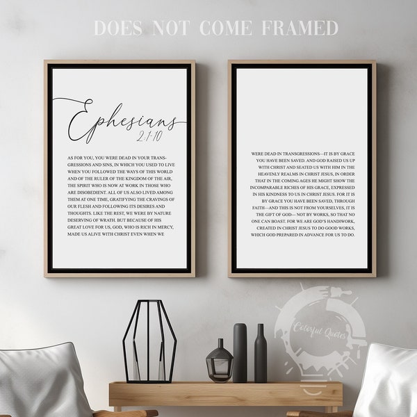 Ephesians 2:1-10, Set of 2 Poster Prints, Bible Verse Quotes, Multiple Sizes, Home Wall Art Decor
